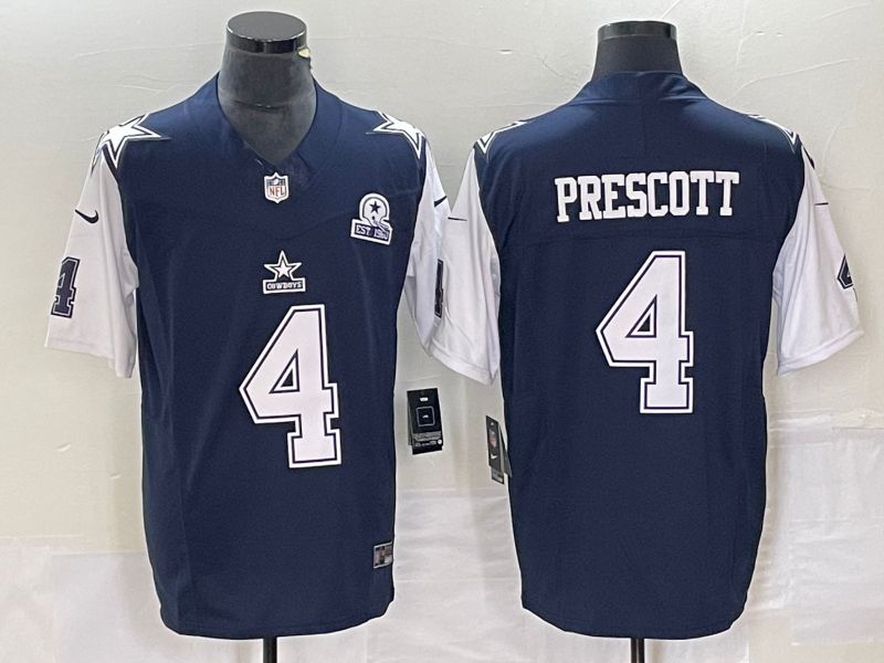 Men Dallas Cowboys #4 Prescott Blue Nike Vapor Limited 2023 NFL Jersey